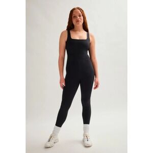 Girlfriend Collective Paneled Unitard Women S Black Square Neck Jumpsuit